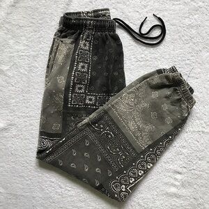 BDG Urban outfitters grey and black bandana cotton blend jogger sweatpants